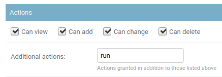 Adding the run action to a permission